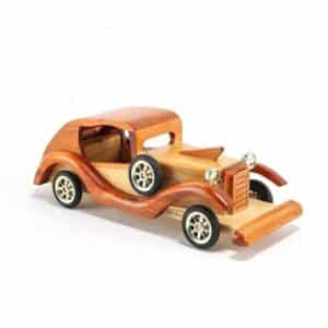 Voiture ancienne en bois artisanale 12 pouces – Modèle vintage rétro fait main pour déco ou collection – Maroc