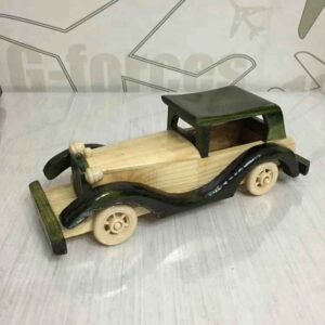 Voiture ancienne en bois artisanale faite main, style rétro vintage – Jouet ou objet de décoration – Maroc