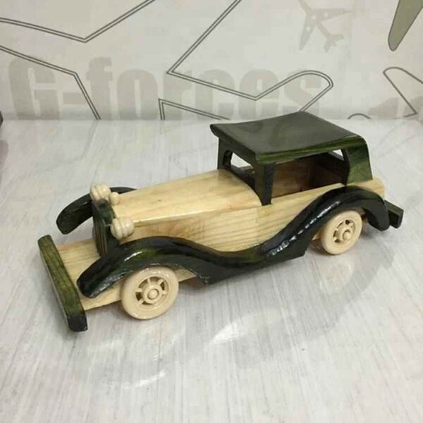 Voiture ancienne en bois artisanale faite main, style rétro vintage – Jouet ou objet de décoration – Maroc