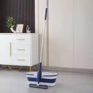 Balai serpillière avec seau pliable bleu