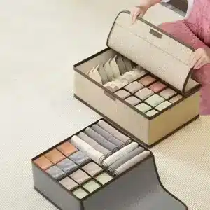 Boîte de rangement compartimentée pliable pour chaussettes, sous-vêtements et accessoires – Maroc