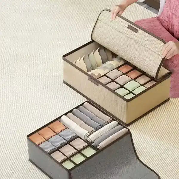 Boîte de rangement compartimentée pliable pour chaussettes, sous-vêtements et accessoires – Maroc