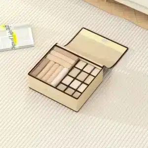 Boîte de rangement compartimentée pliable pour chaussettes, sous-vêtements et accessoires – Maroc