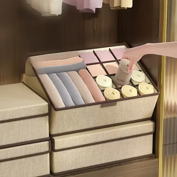 Boîte de rangement compartimentée pliable pour chaussettes, sous-vêtements et accessoires – Maroc