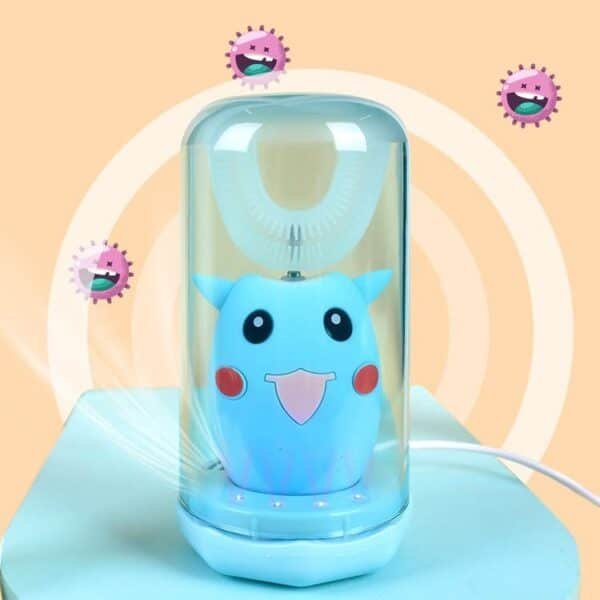 Brosse à dents enfant automatique en silicone avec support UV en forme de personnage rigolo