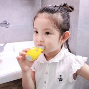 Brosse à dents enfant automatique en silicone avec support UV en forme de personnage rigolo
