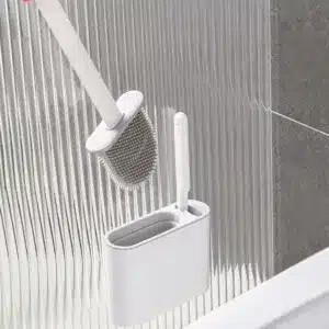 Brosse de toilette silicone murale compacte avec support hygiénique