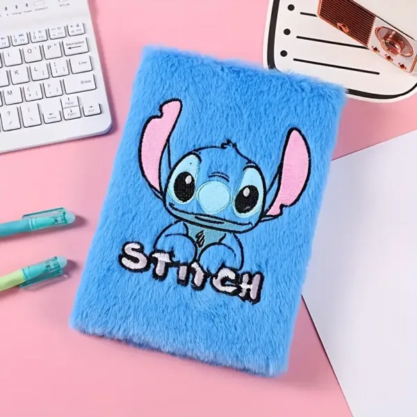 Carnet Stitch en peluche douce bleu et rose