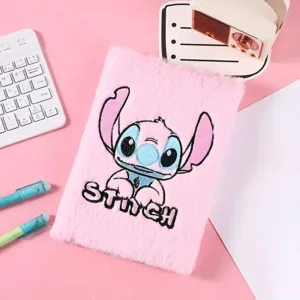 Carnet Stitch en peluche douce bleu et rose