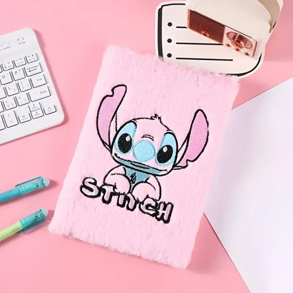 Carnet Stitch en peluche douce bleu et rose