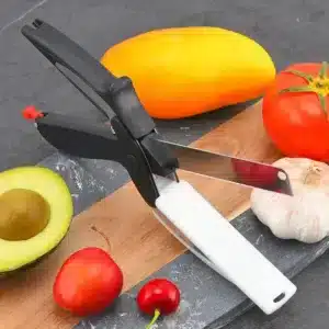 Ciseaux de cuisine multifonction avec lame inox et planche intégrée