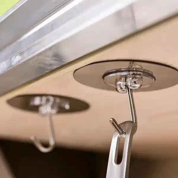 Crochets muraux autocollants inox pour ustensiles de cuisine, clés et accessoires suspendus