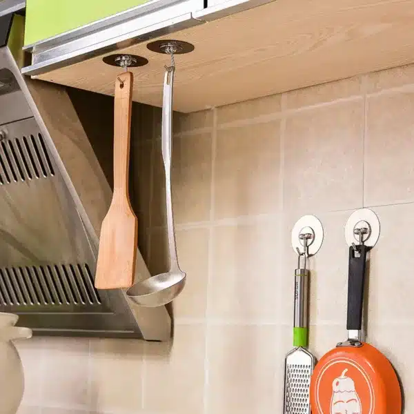 Crochets muraux autocollants inox pour ustensiles de cuisine, clés et accessoires suspendus