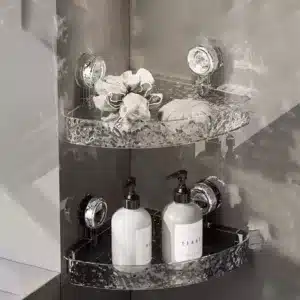 Étagère de coin murale avec ventouses puissantes pour salle de bain et cuisine au Maroc