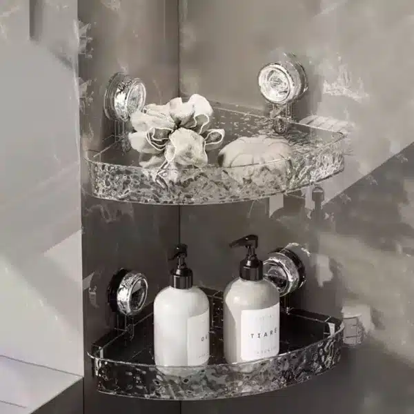 Étagère de coin murale avec ventouses puissantes pour salle de bain et cuisine au Maroc