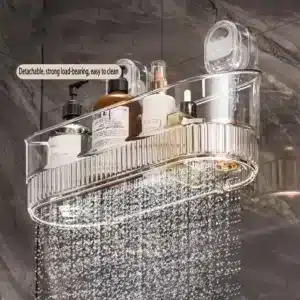 Étagère de rangement murale transparente fixée par ventouses – idéale pour salle de bain à Casablanca