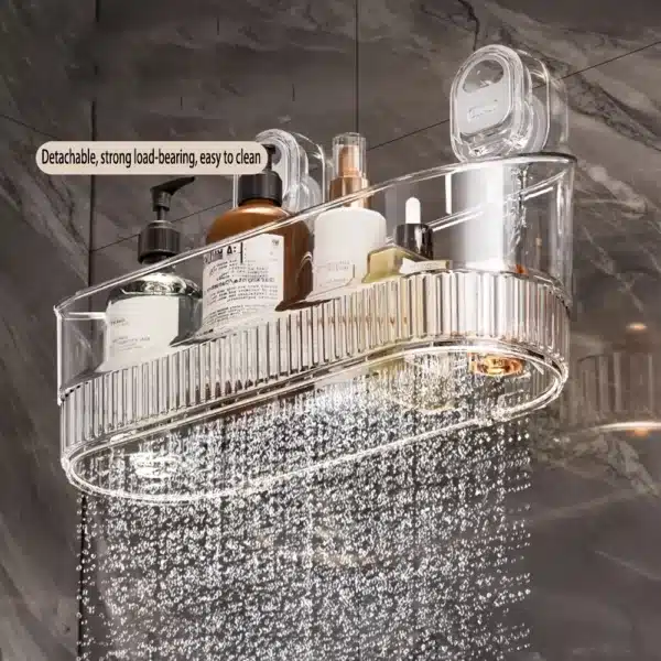 Étagère de rangement murale transparente fixée par ventouses – idéale pour salle de bain à Casablanca