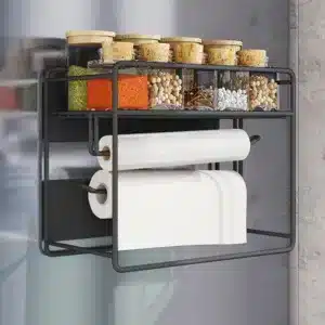 Étagère magnétique pour réfrigérateur noire multifonction cuisine