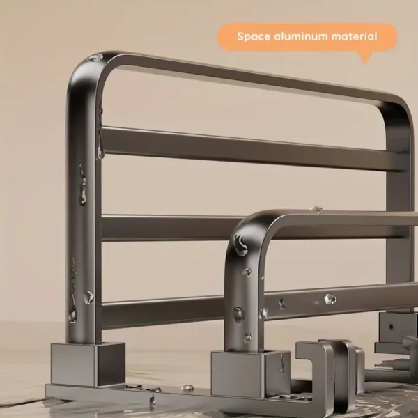 Étagère murale pliable porte-serviettes en aluminium gun ash avec crochets pour salle de bain