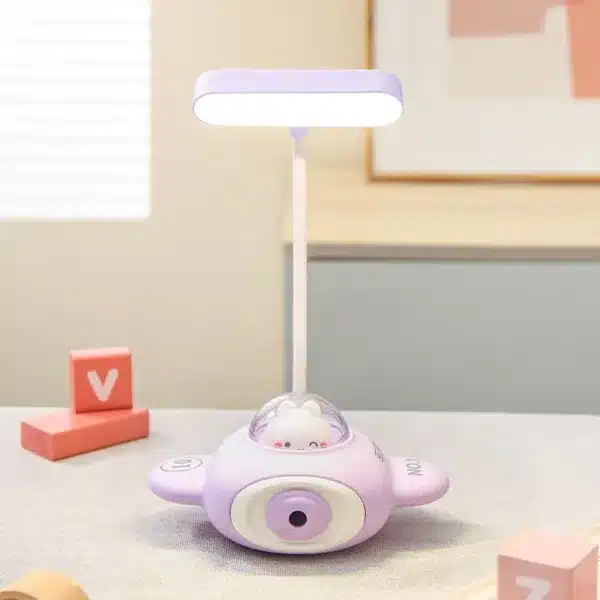 Lampe de bureau avion LED avec personnage lumineux et bras flexible