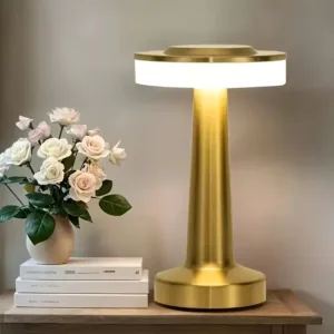 Lampe LED tactile rechargeable design moderne en or
