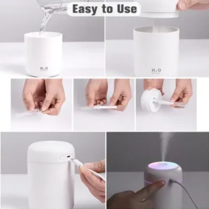 mini Humidificateur pour voiture USB avec lumière LED et vapeur froide