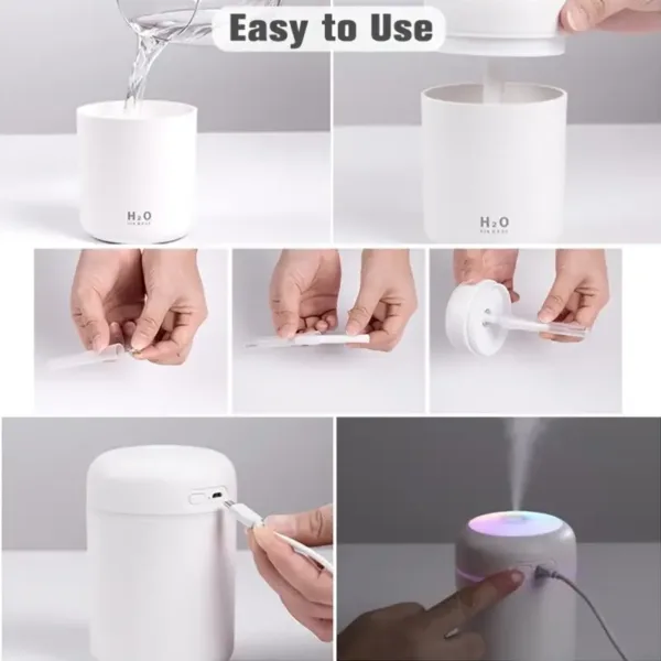 mini Humidificateur pour voiture USB avec lumière LED et vapeur froide