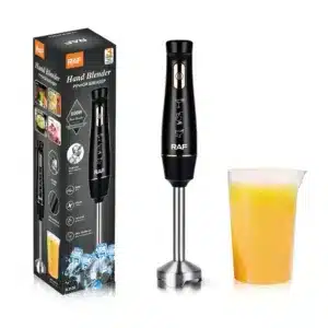 Mixeur plongeant RAF 800W noir avec pied en inox et gobelet doseur