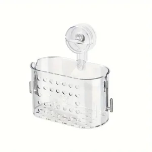 Panier mural transparent à ventouse pour rangement salle de bain ou cuisine – Casablanca Maroc