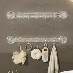 porte serviette mural transparent à ventouse avec crochets pour salle de bain