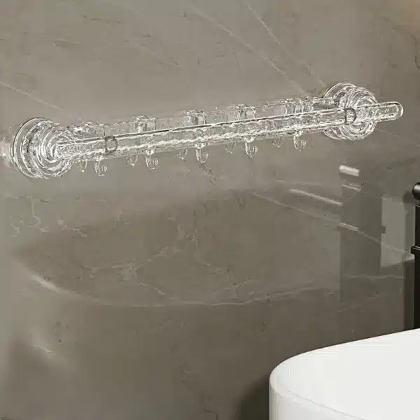 porte serviette mural transparent à ventouse avec crochets pour salle de bain