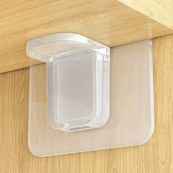 Support auto adhésif transparent pour tringle télescopique sans perçage