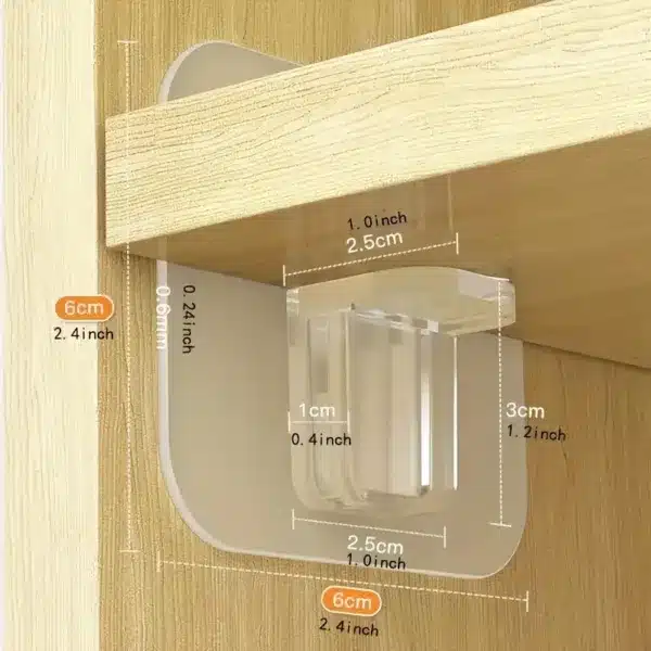 Support auto adhésif transparent pour tringle télescopique sans perçage