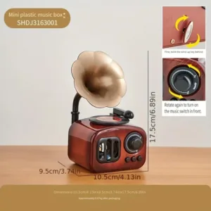 Boîte à musique style phonographe vintage avec pavillon doré