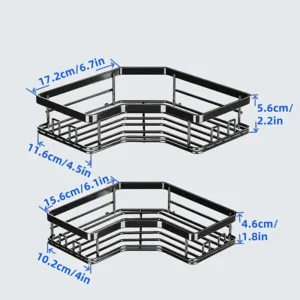 Dimensions étagère d’angle métal noir pour salle de bain