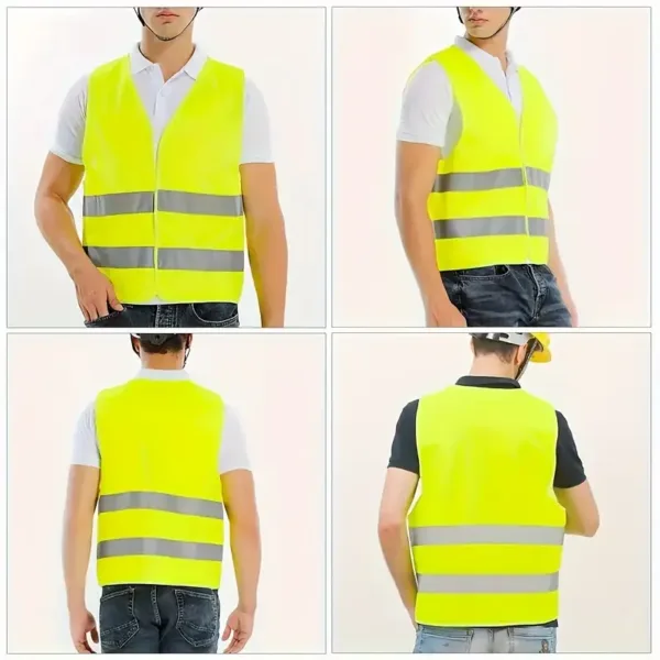 Gilet de sécurité haute visibilité jaune réfléchissant jour et nuit