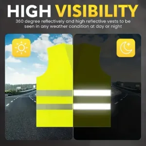 Gilet de sécurité haute visibilité jaune réfléchissant jour et nuit