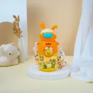 Gourde enfant orange design cartoon avec paille 500ml – Maroc