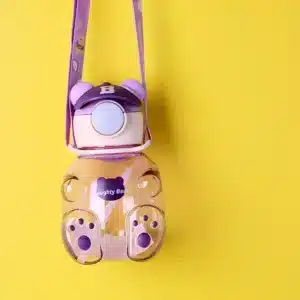 gourde enfant ourson avec motifs et bandoulière