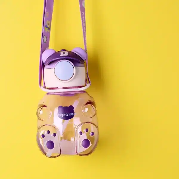gourde enfant ourson avec motifs et bandoulière