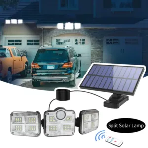 Lampe solaire LED triple panneau avec télécommande