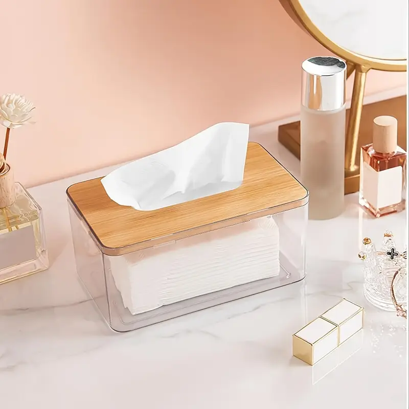boite-a-mouchoirs-transparente-avec-couvercle-en-mdf-maroc Distributeur de mouchoirs design en bois et plastique transparent