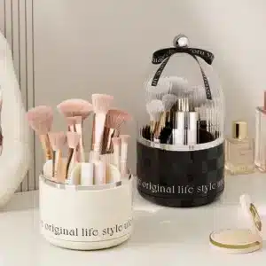 Rangement pinceaux maquillage avec dôme transparent