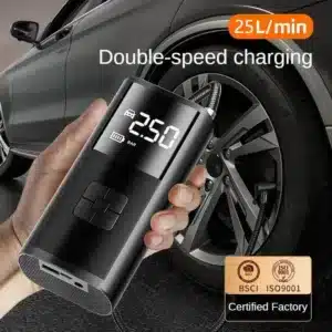compresseur gonfleur portable numerique pour pneus auto moto velo avec ecran LED et lampe