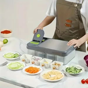Coupe légumes multifonction 28 en 1 avec planche et tiroirs de rangement – outil de cuisine pratique au Maroc