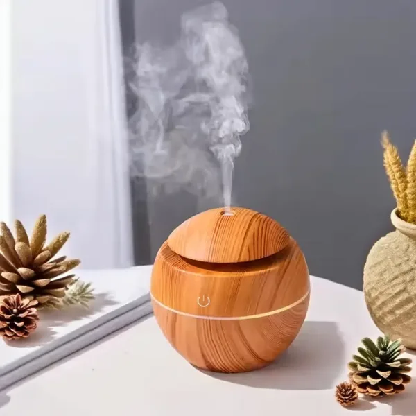 diffuseur huiles essentielles bois naturel clair et foncé avec vapeur pour aromathérapie maison ou bureau Maroc