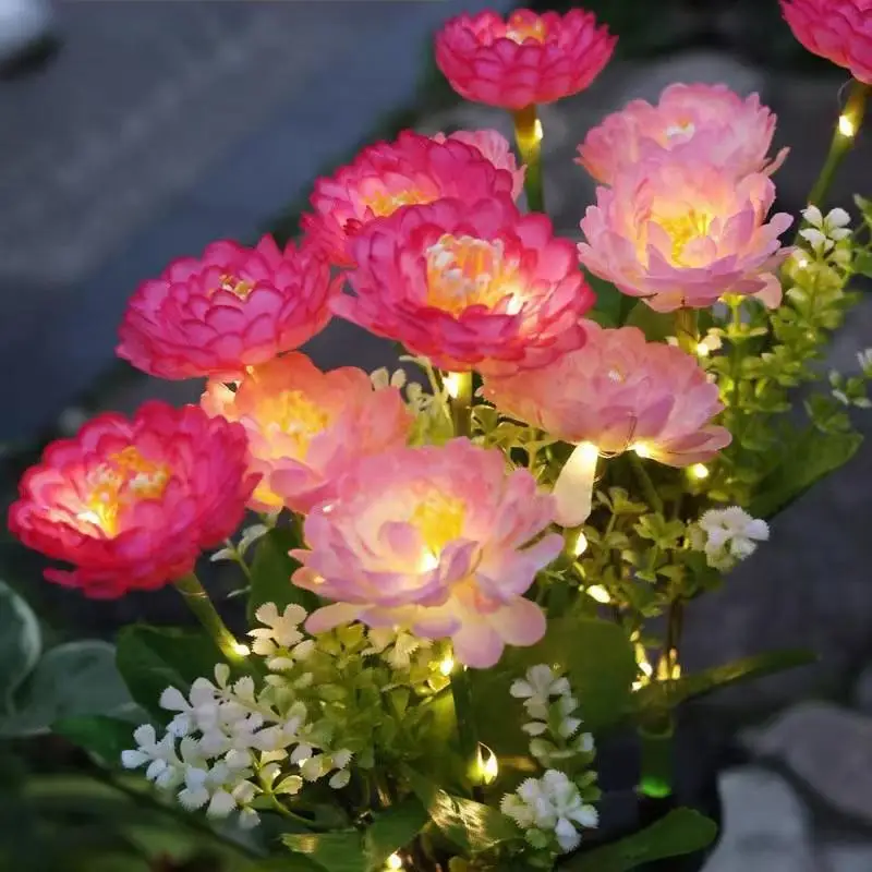 fleur-solaire-led-jardin-2-pieces-rose-rouge-1 Fleur solaire LED jardin en forme de pivoine rose – décoration extérieure lumineuse automatique pour jardin au Maroc