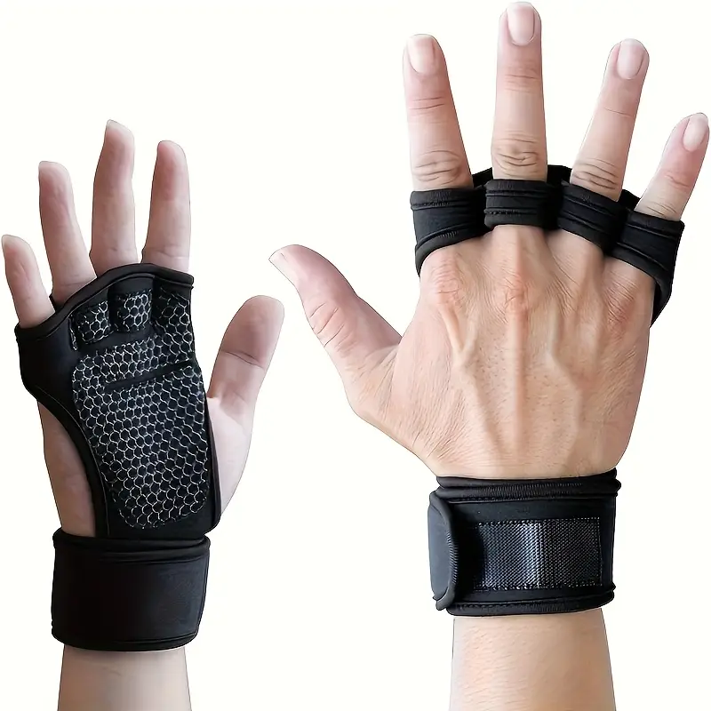 gants-de-musculation-avec-poignet-renforce-2-pieces gants de musculation sans doigts avec soutien poignet et grip antidérapant – pour haltérophilie et fitness