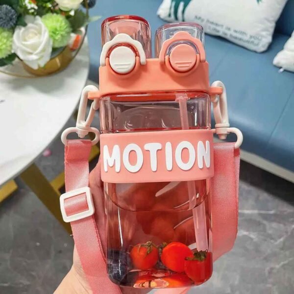 Gourde MOTION double compartiment avec paille 2 en 1 - Orange