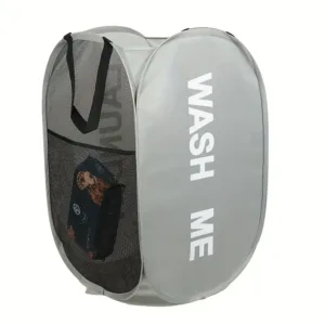 Panier à linge pliable gris portable avec poignées